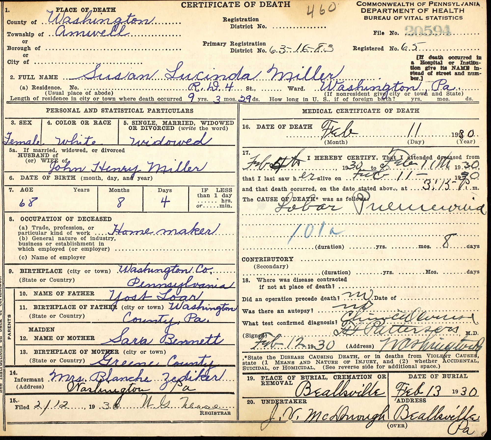 death certificate